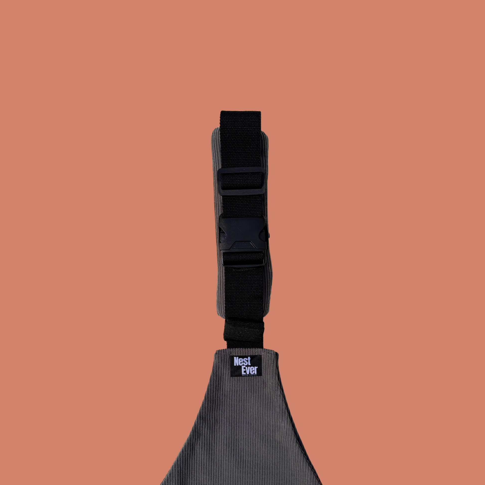 Corduroy Grey toddler hip carrier view - lightweight baby carrier