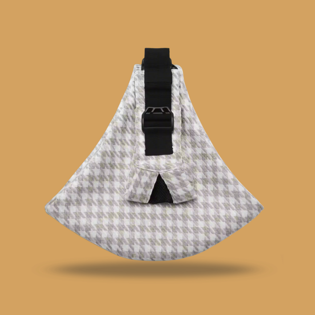 Mesh Shoulder Strap Beige Houndstooth