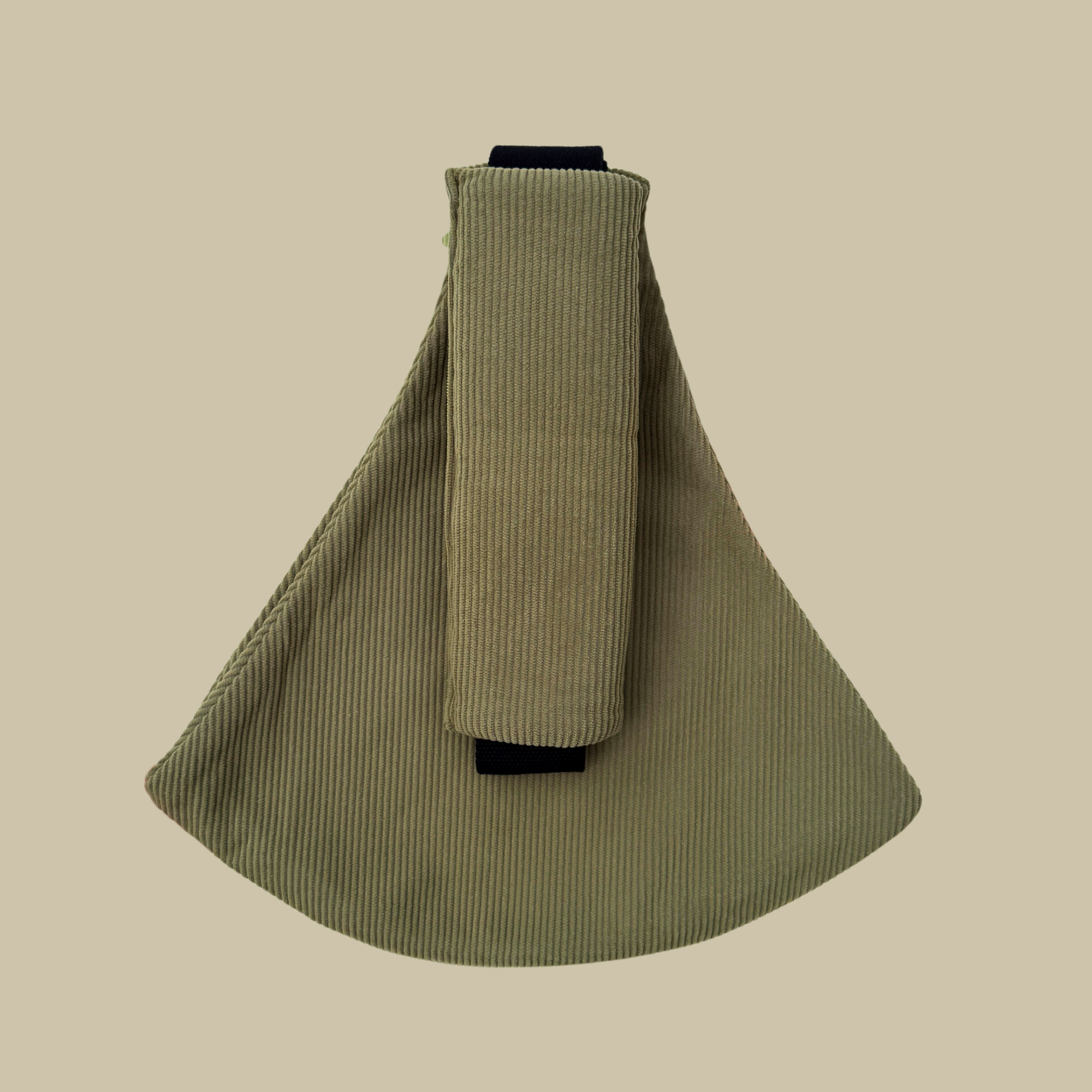 Corduroy Olive Green toddler hip carrier view - lightweight baby carrier