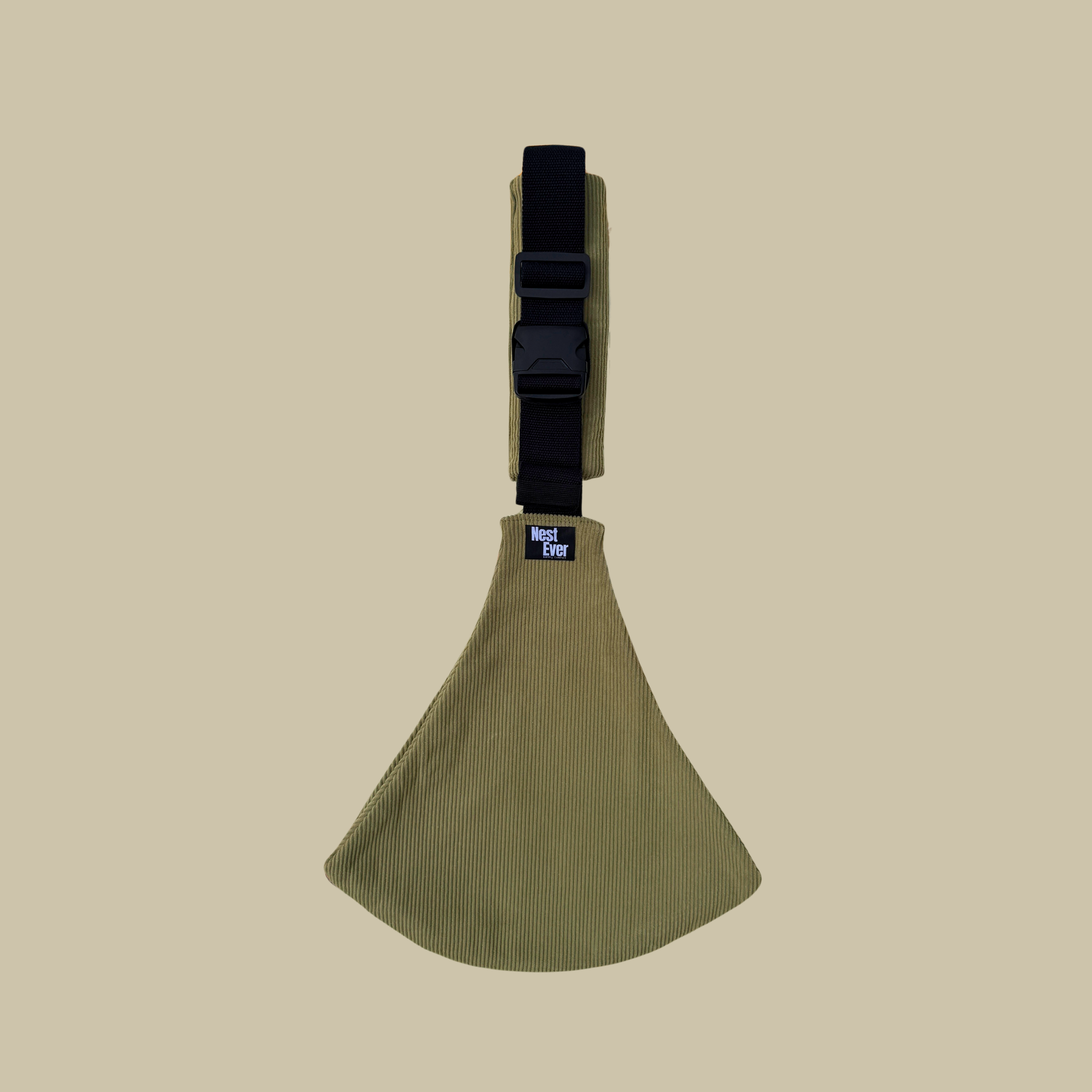 Corduroy Olive Green toddler hip carrier view - lightweight baby carrier