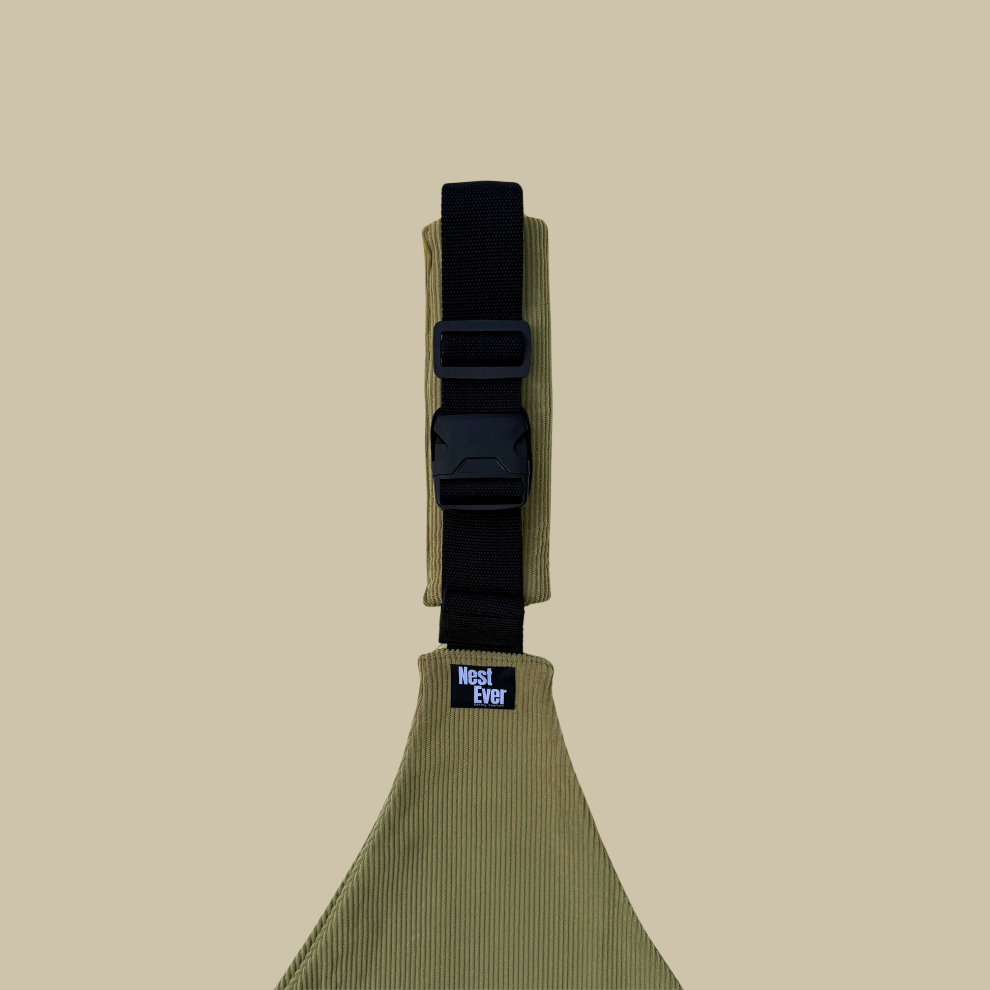 Corduroy Olive Green toddler hip carrier view - lightweight baby carrier