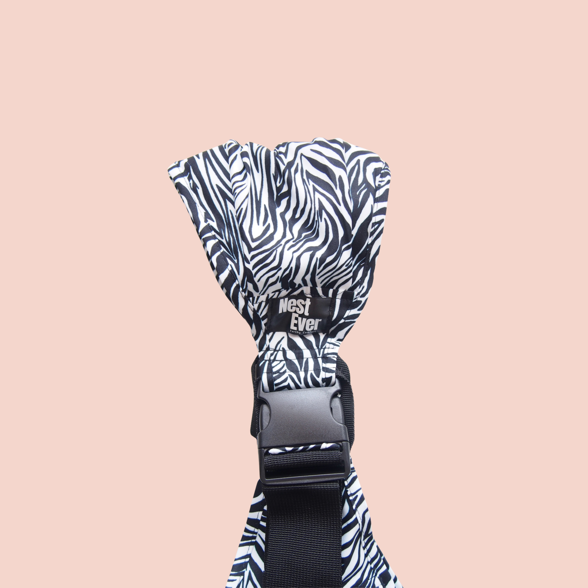 Zebra ergonomic baby carrier shoulder view - soft-structured carrier with adjustable straps