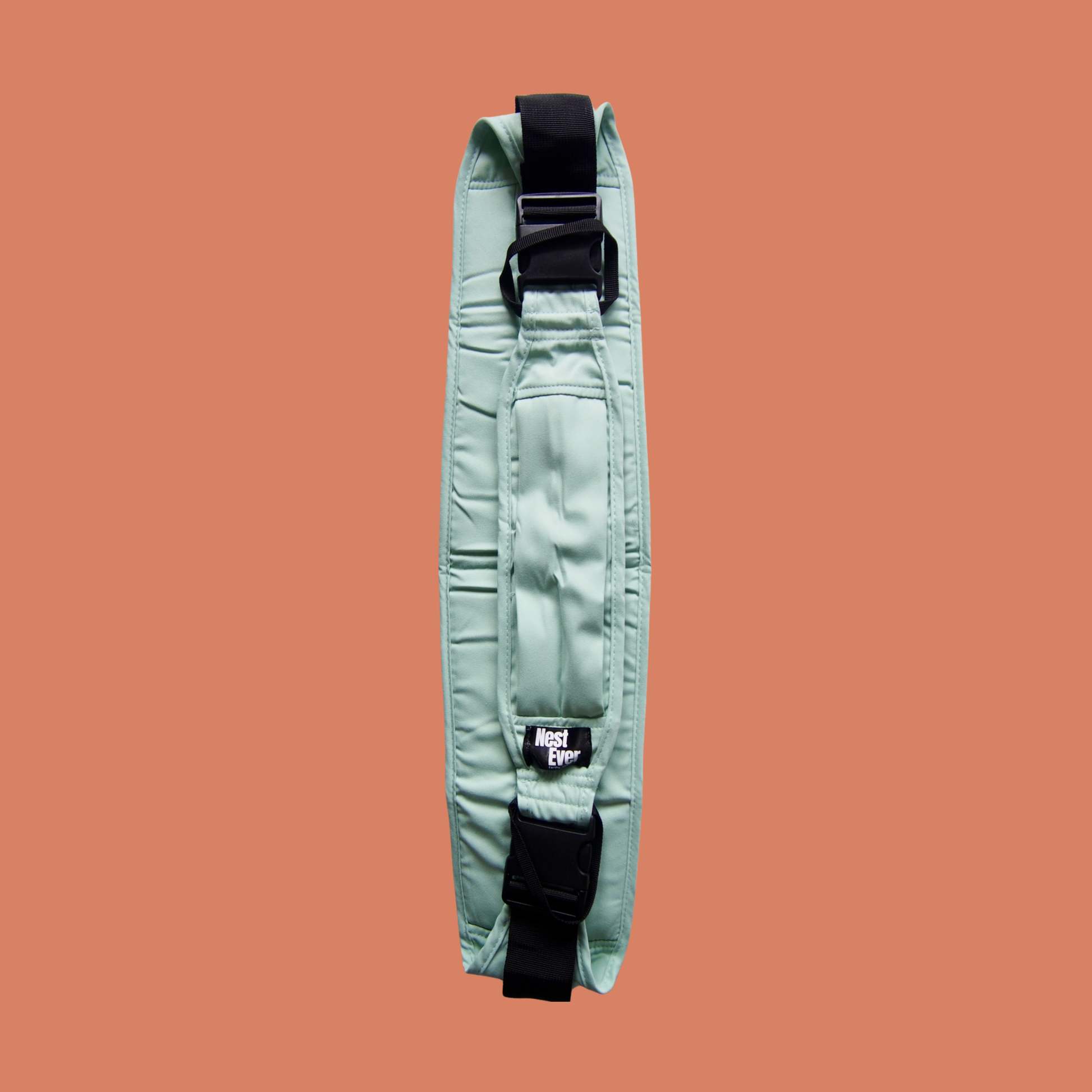 Mint green ergonomic baby carrier back view - soft-structured carrier with adjustable straps