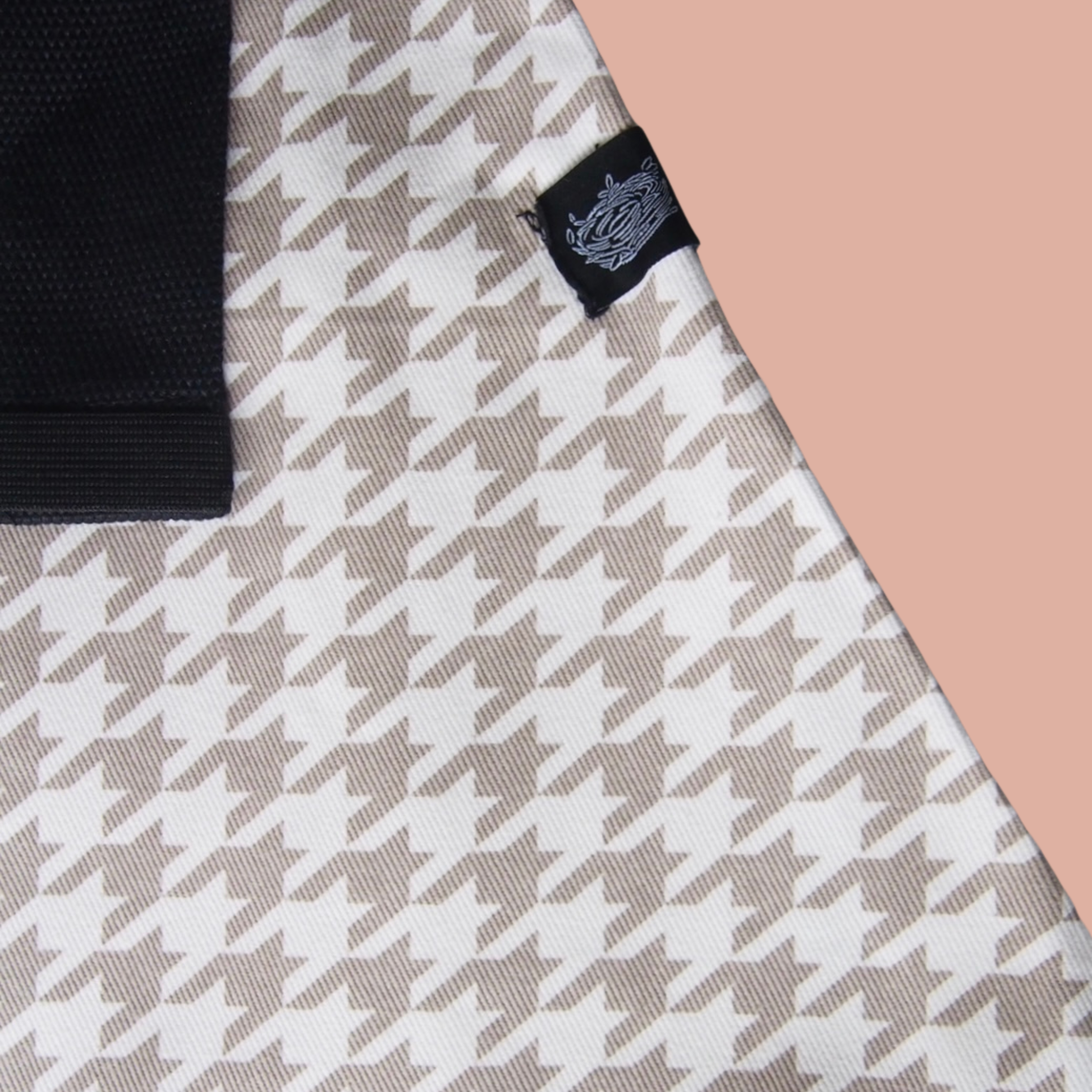 Mesh Shoulder Strap Beige Houndstooth V2
