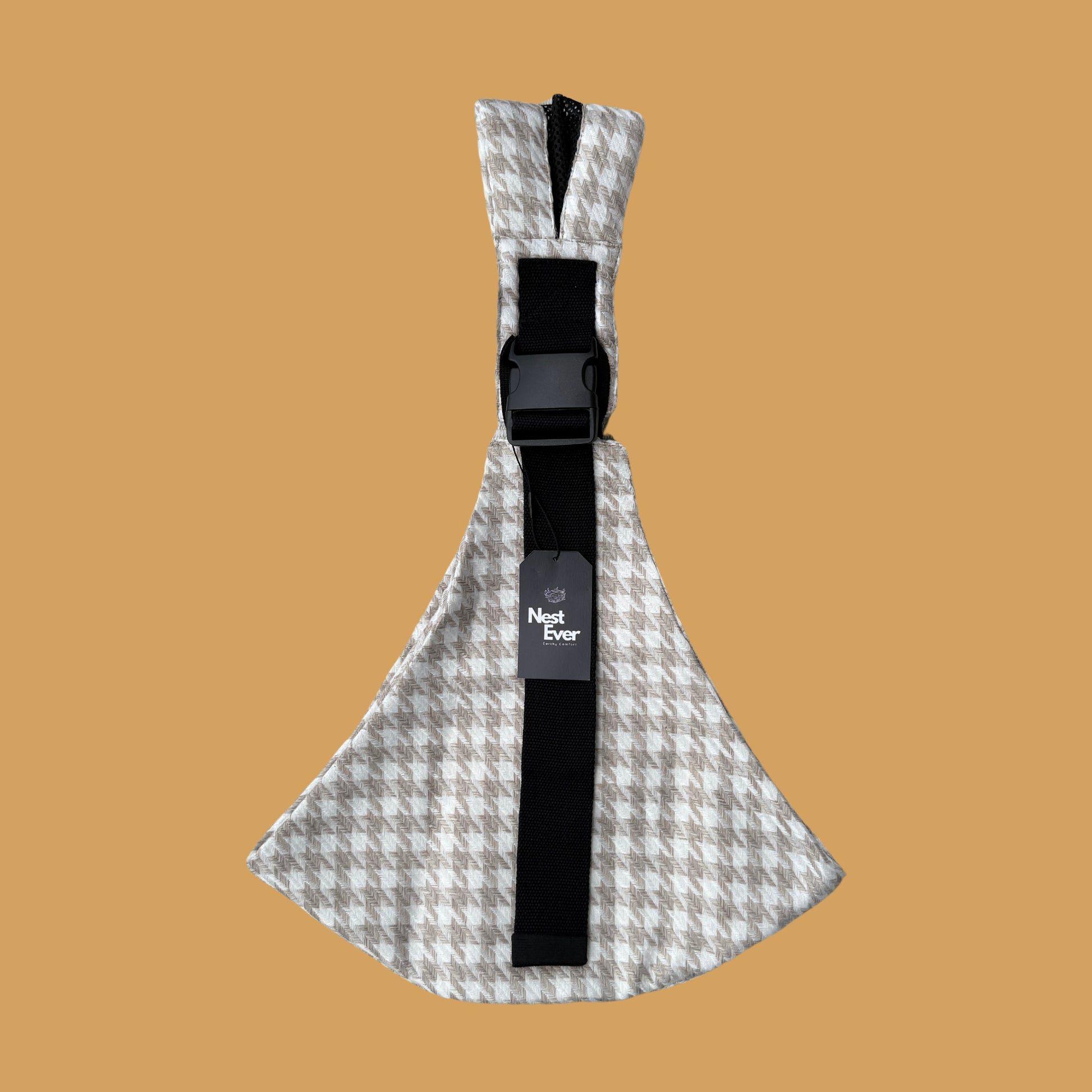 Mesh Shoulder Strap Beige Houndstooth