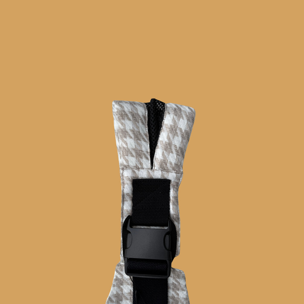 Mesh Shoulder Strap Beige Houndstooth