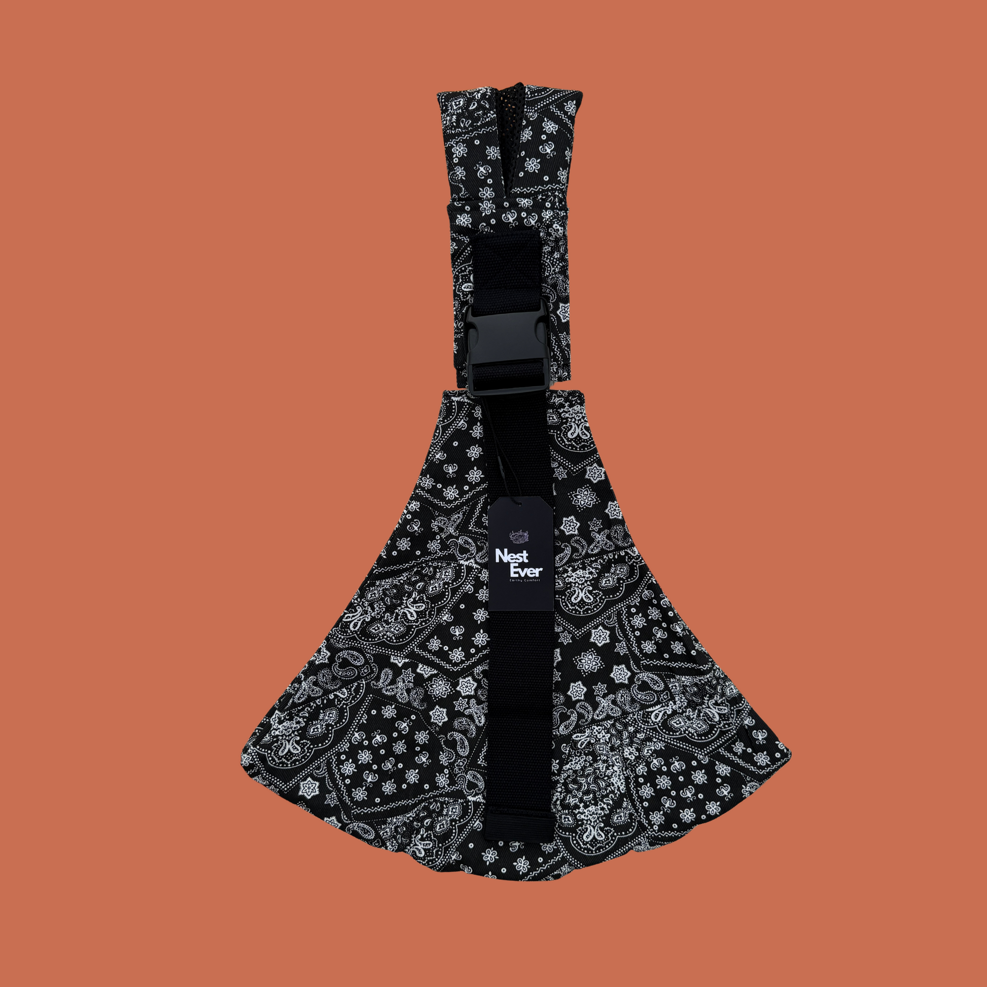 Mesh Shoulder Strap Ethnic Black